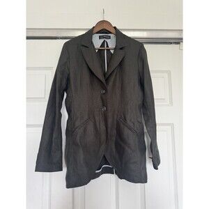 Peruvian Connection Womens 10 Gray 100% Linen Unlined Keaton Blazer Tailored